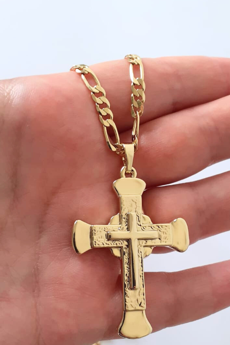 - Crucifix cu lant in culoarea aurului 14K - ZS169