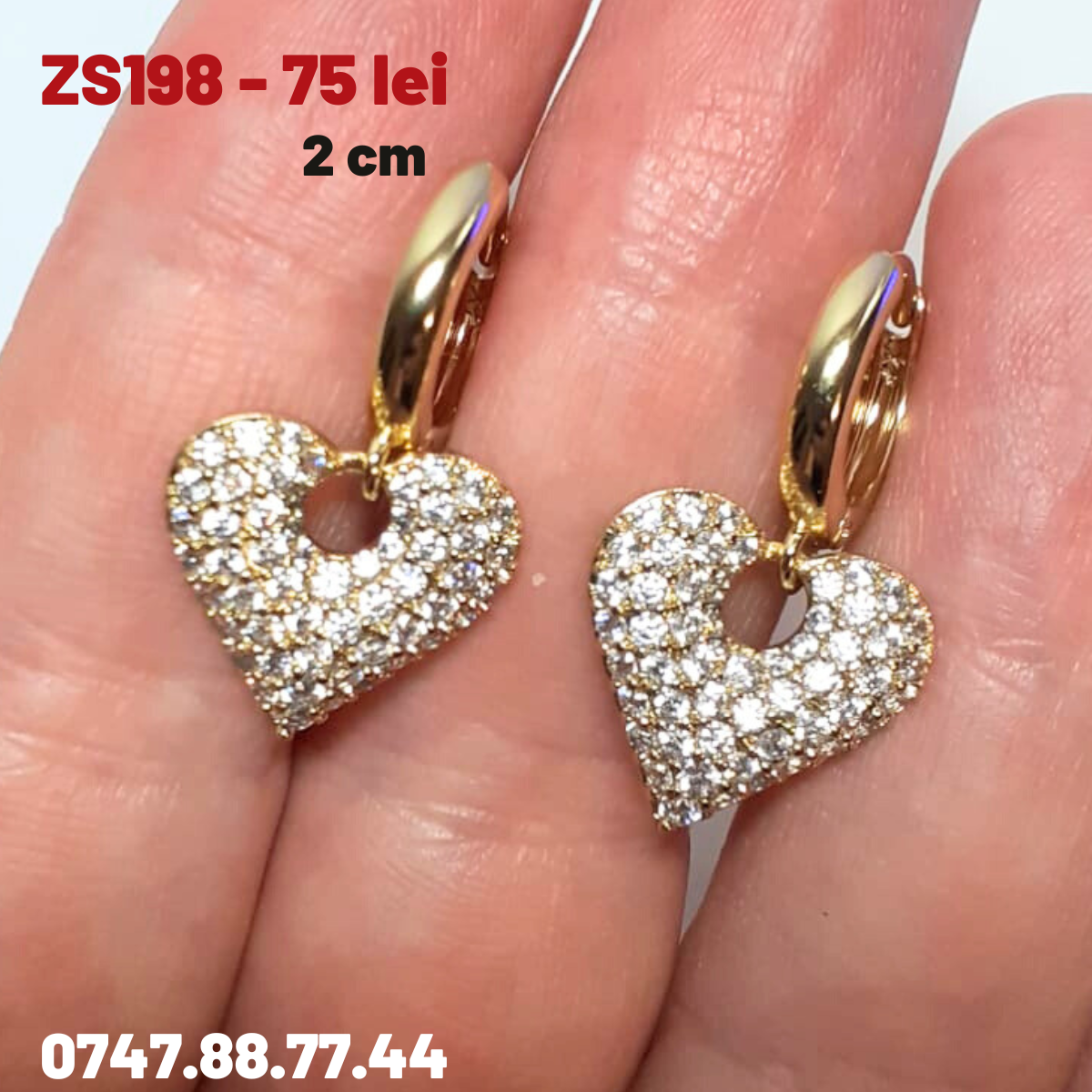 - Cercei in culoarea aurului 14K zirconii albe - ZS1918