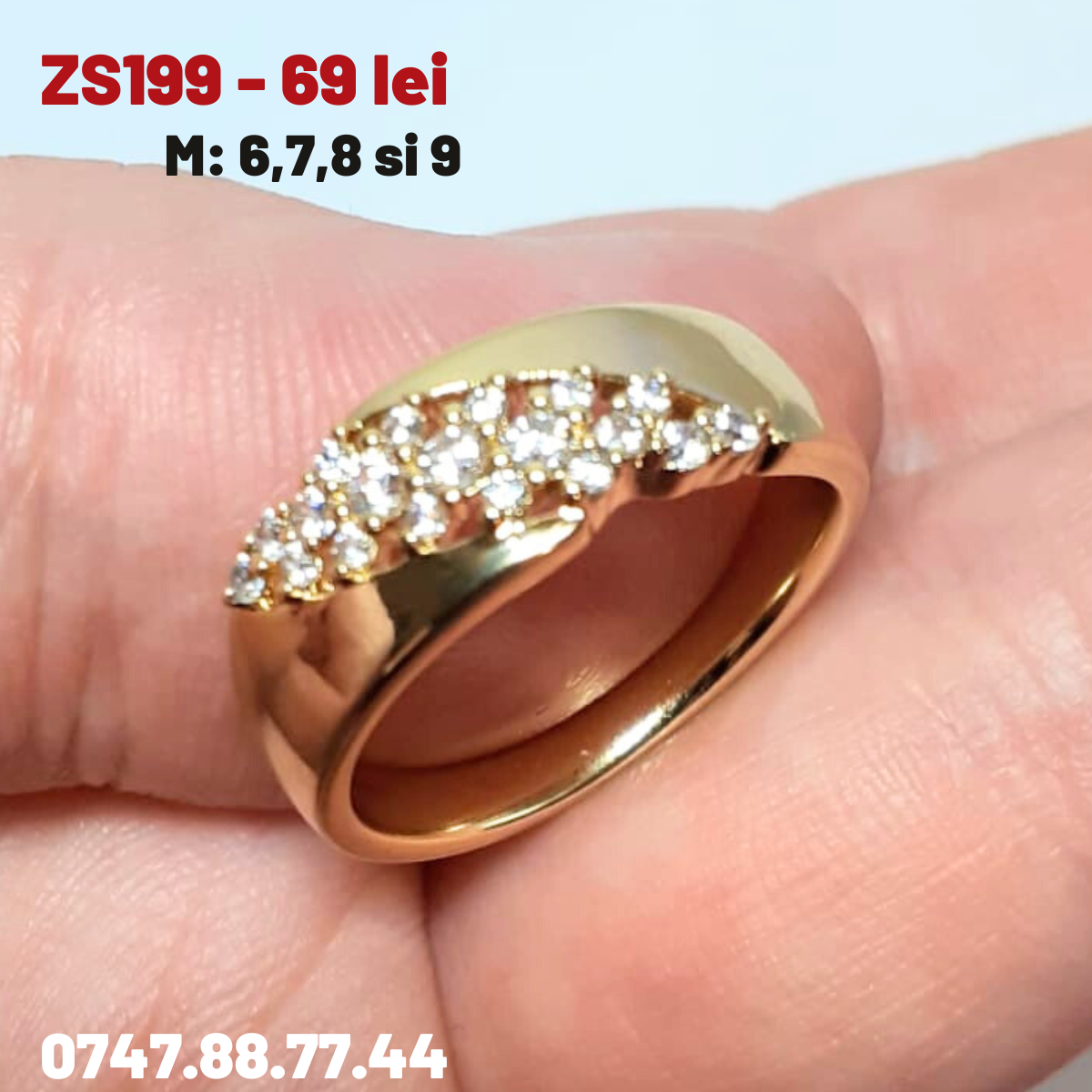 - Inel in culoarea aurului 14K zirconii albe - ZS199